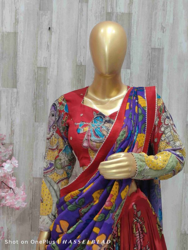 Hand-Painted Kalamkari Lehenga Set