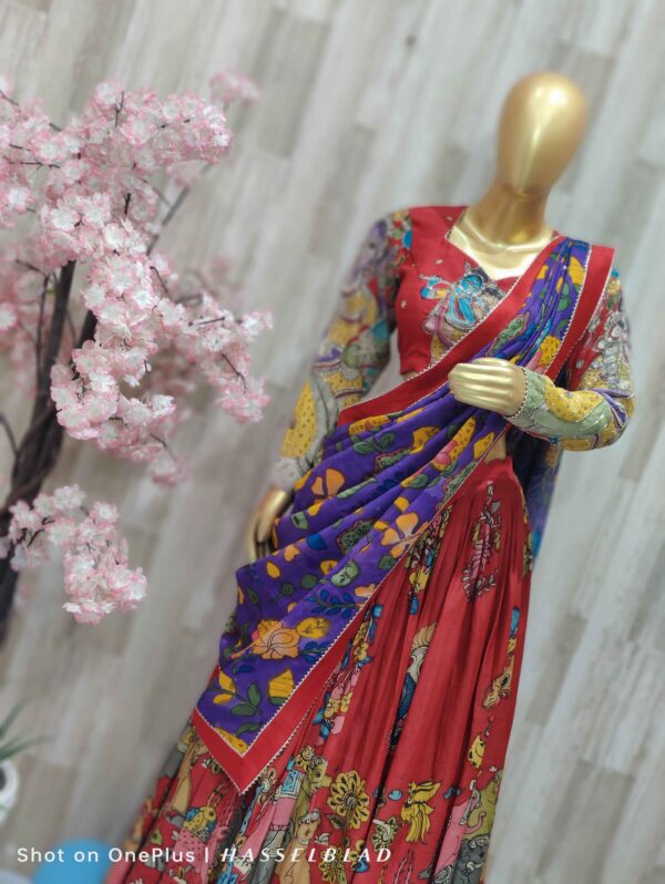 Hand-Painted Kalamkari Lehenga Set