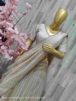 Elegant Cream Organza lehenga with Sequin Detailing