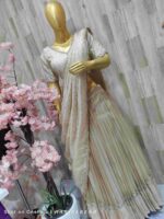 Elegant Cream Organza lehenga with Sequin Detailing