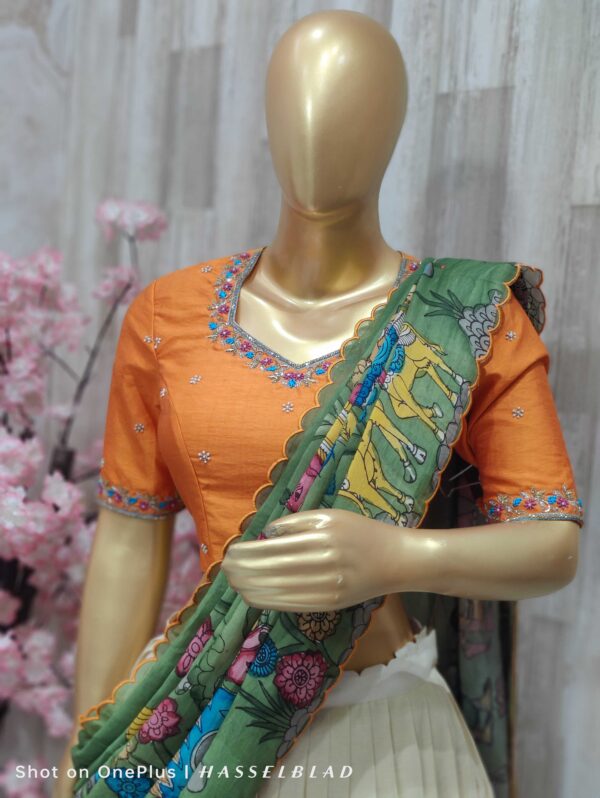 Orange Kalamkari Lehenga Set