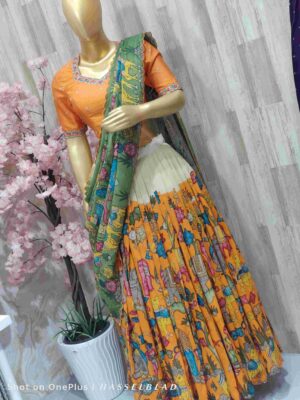 Orange Kalamkari Lehenga Set
