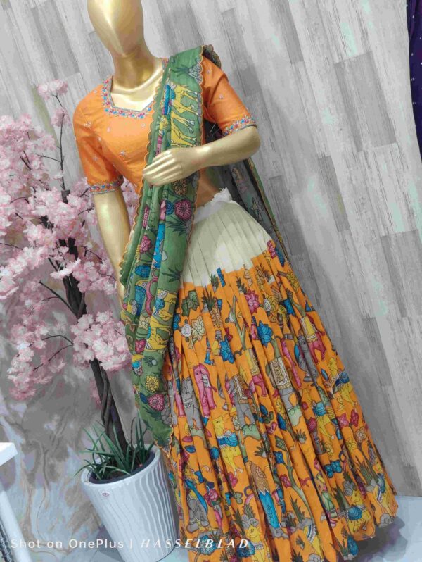Orange Kalamkari Lehenga Set