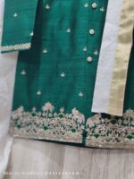 Pure raw silk Emerald Green Royal Sherwani with Ivory Dhoti Set