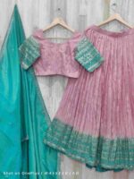 Pink & Teal Embroidered Lehenga