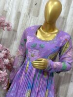 Lavender Lotus Printed Anarkali Gown