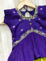 Royal Purple & Green Designer Kids Lehenga with Traditional Print
