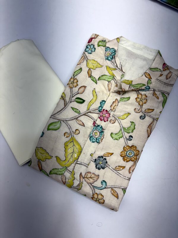 Cream Floral Embroidered Kurta Set