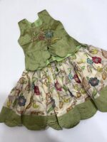 Olive Green & Cream Floral Kids Lehenga Set