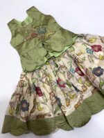 Olive Green & Cream Floral Kids Lehenga Set