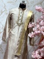 Classic Ivory Silk Embroidered Kurta Set with Dupatta