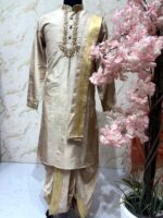 Classic Ivory Silk Embroidered Kurta Set with Dupatta