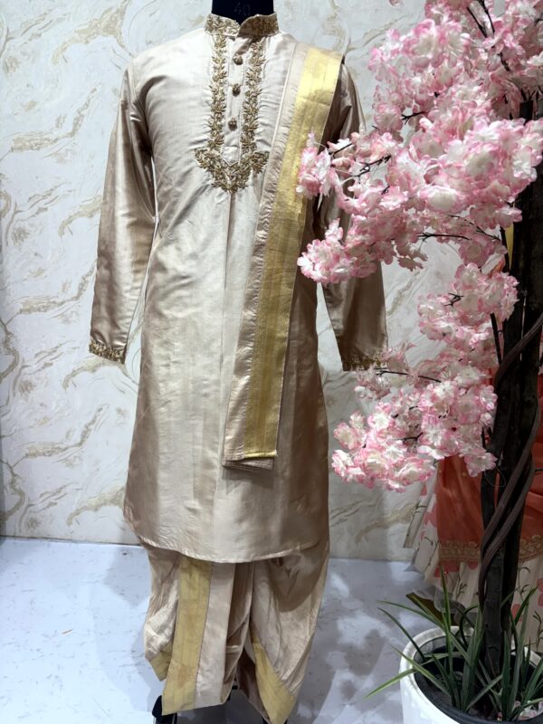 Classic Ivory Silk Embroidered Kurta Set with Dupatta