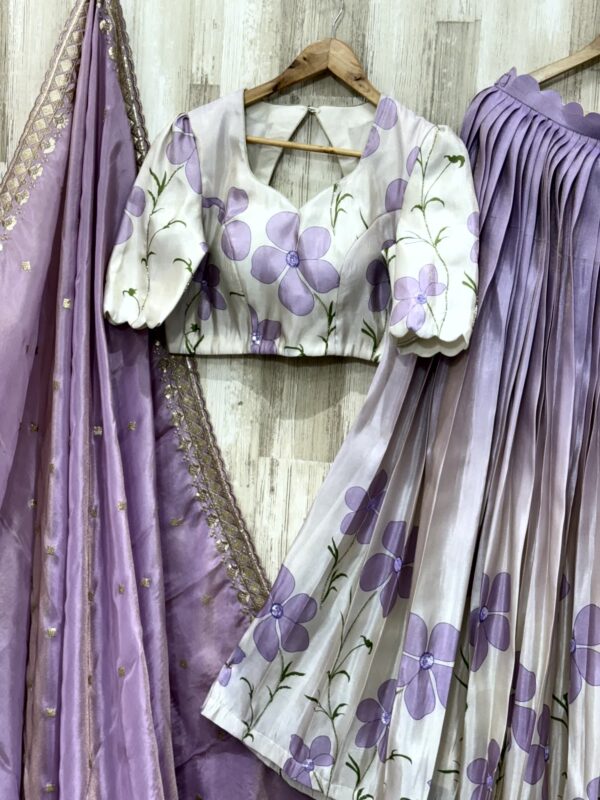 Lilac Floral Tissue Lehenga Ensemble