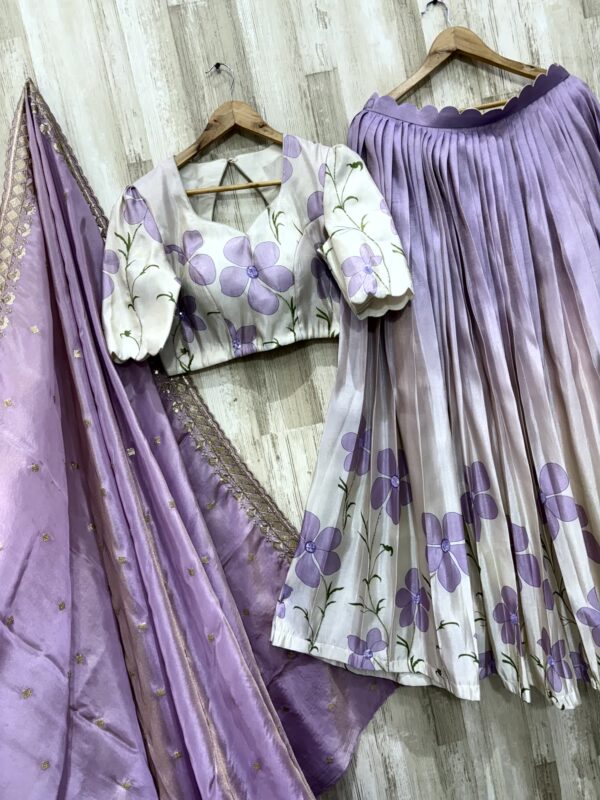 Lilac Floral Tissue Lehenga Ensemble