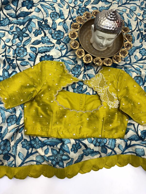 Mustard Yellow Banarasi Lehenga Set with Green Dupatta