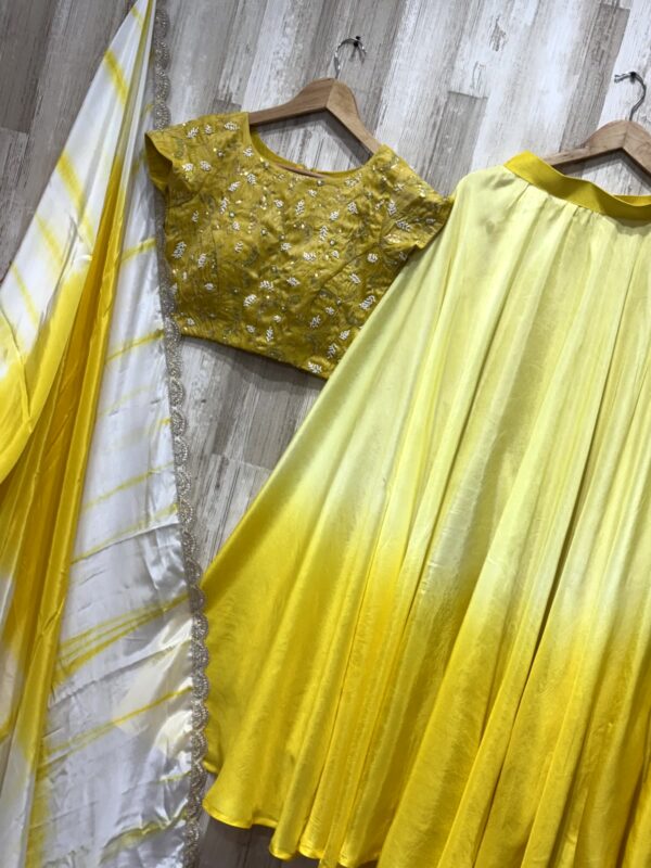 Sunshine Yellow Ombre Lehenga Set with Embroidered Blouse