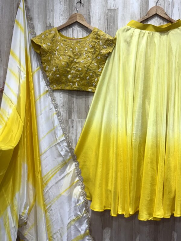 Sunshine Yellow Ombre Lehenga Set with Embroidered Blouse