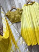 Sunshine Yellow Ombre Lehenga Set with Embroidered Blouse