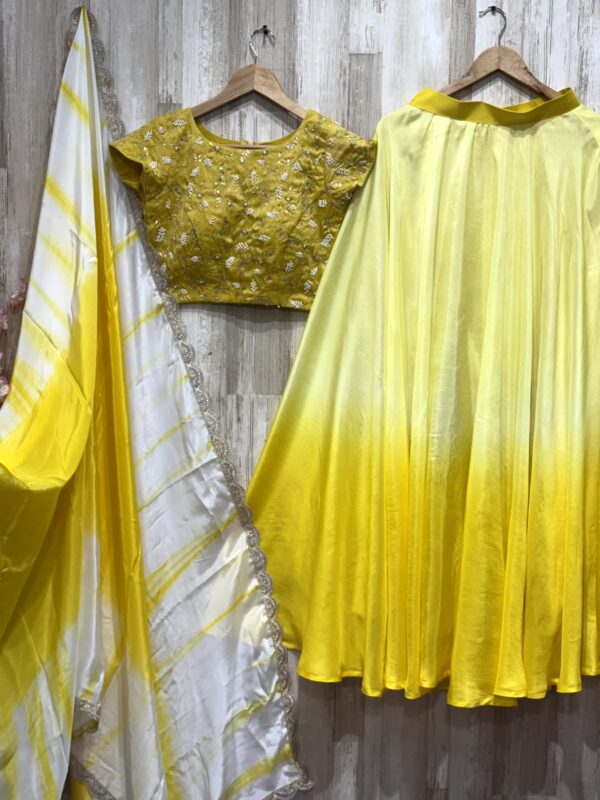 Sunshine Yellow Ombre Lehenga Set with Embroidered Blouse