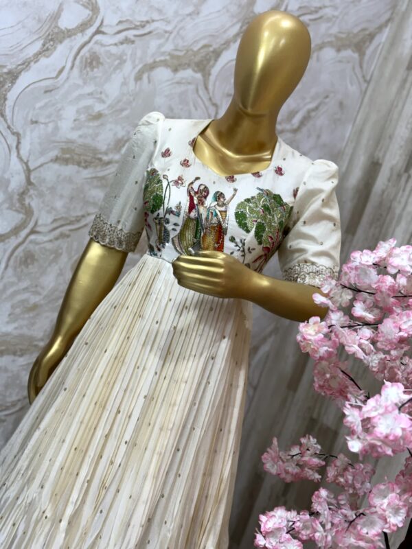 Ivory Mythical Hand-Painted Gown with Embroidered Detailing