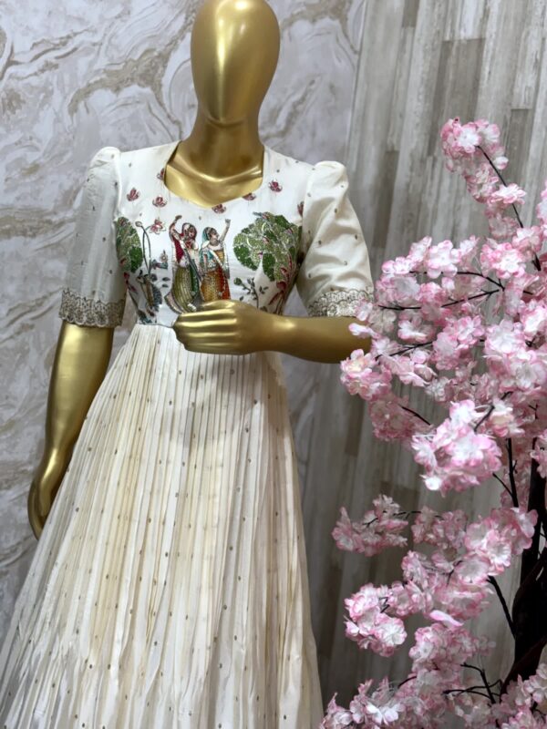 Ivory Mythical Hand-Painted Gown with Embroidered Detailing