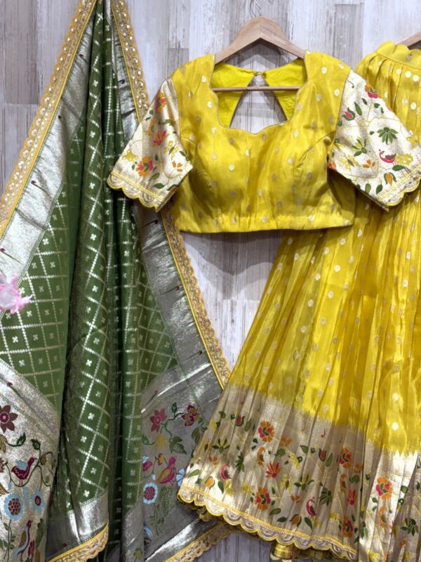 Sunshine Yellow Banarasi Silk Lehenga Set