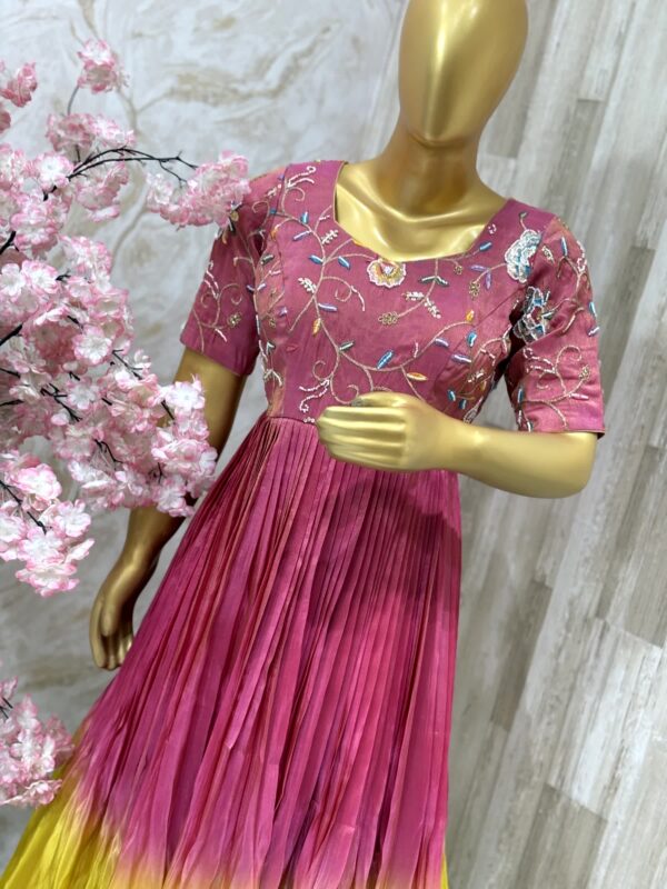 Vibrant Pink and Yellow Ombre Gown