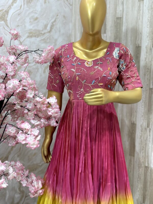 Vibrant Pink and Yellow Ombre Gown