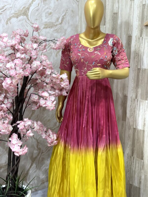 Vibrant Pink and Yellow Ombre Gown