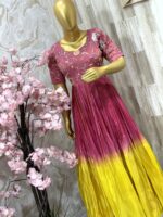 Vibrant Pink and Yellow Ombre Gown