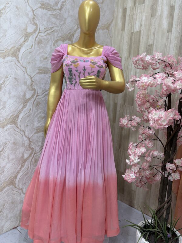 Blush Bloom Dual-Shade Georgette Gown