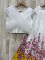 White Floral Georgette Lehenga with Net Blouse