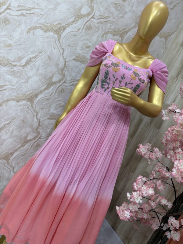 Blush Bloom Dual-Shade Georgette Gown