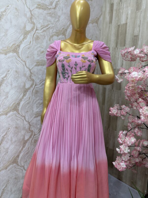 Blush Bloom Dual-Shade Georgette Gown