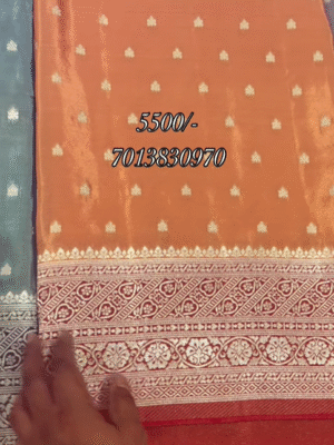 Exclusive designer tissue sarees with all over silver weaving bootas with contrast borders