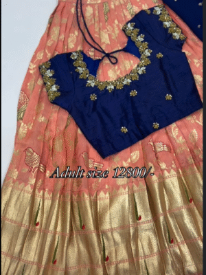 Exclusive designer pure munga crepe lehenga paired up with beautiful maggam work blouse and matching dupatta