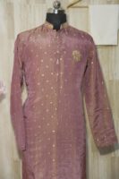 Dusty Rose Silk Brocade Kurta Set with Subtle Golden Weave