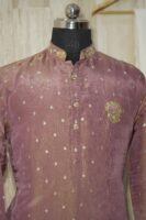 Dusty Rose Silk Brocade Kurta Set with Subtle Golden Weave