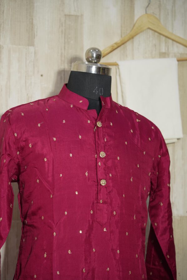 Maroon Silk Kurta with Intricate Village Embroidery