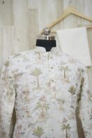 Ivory Printed Silk Kurta with Tropical Motifs