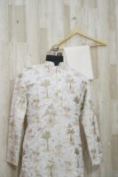 Ivory Printed Silk Kurta with Tropical Motifs