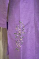 Lavender Silk Kurta with Subtle Floral Embroidery