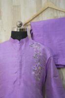 Lavender Silk Kurta with Subtle Floral Embroidery