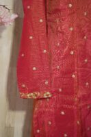 Elegant Red Silk Kurta with Golden Embroidery
