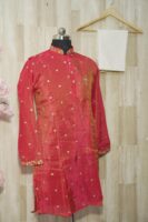 Elegant Red Silk Kurta with Golden Embroidery