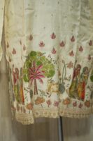 Ivory Silk Kurta with Handcrafted Village Scene Embroidery