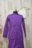 Royal Purple Silk Kurta with Golden Polka Embroidery