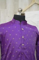 Royal Purple Silk Kurta with Golden Polka Embroidery