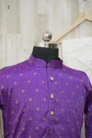 Royal Purple Silk Kurta with Golden Polka Embroidery